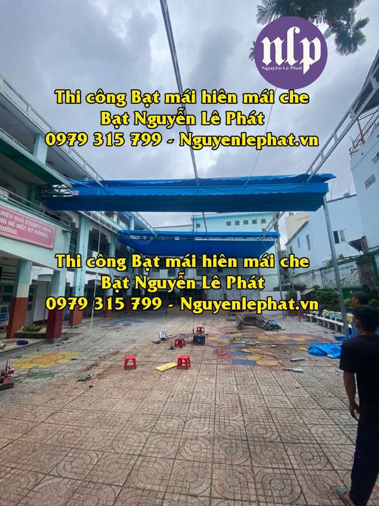 May bạt mái che, mái xếp kéo di động theo yêu cầu, thay bạt mái xếp