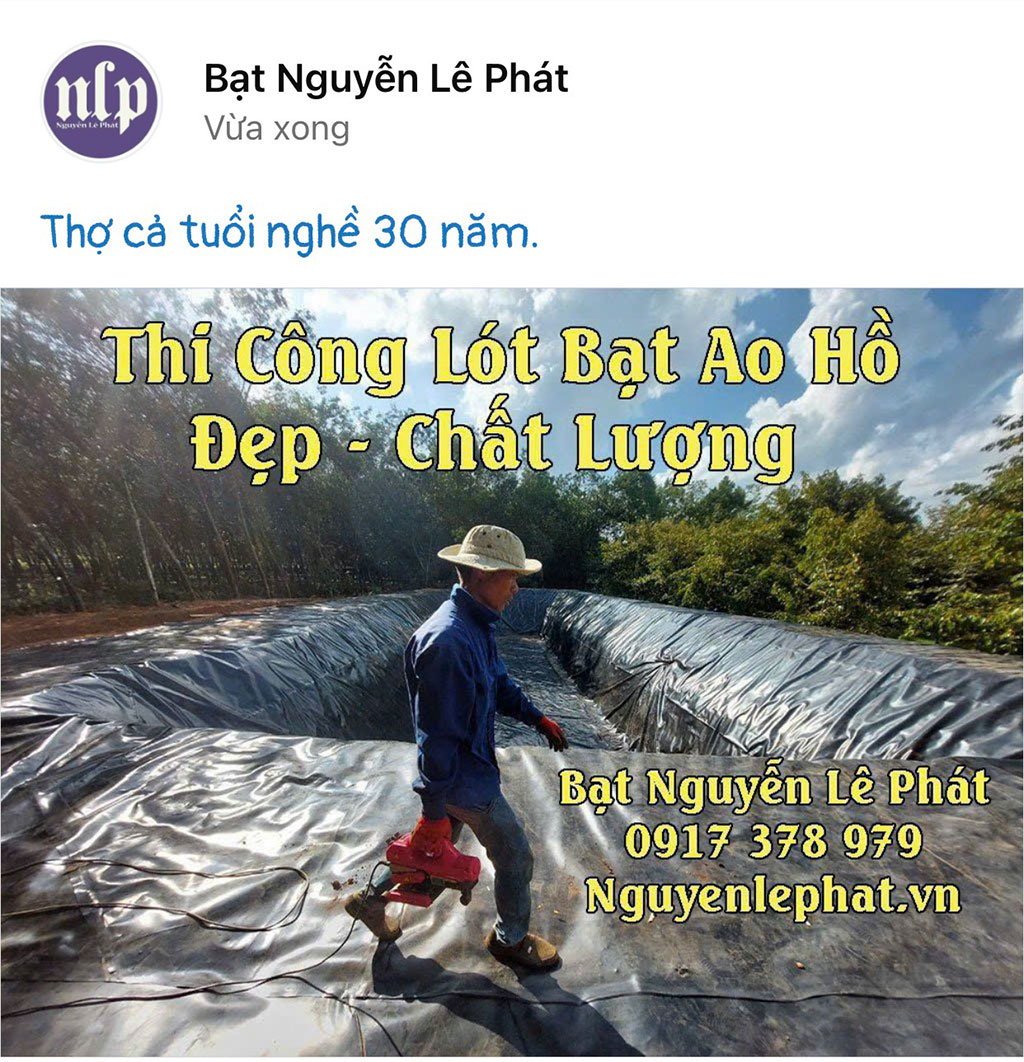 Giá bạt lót hồ Bình Thuận