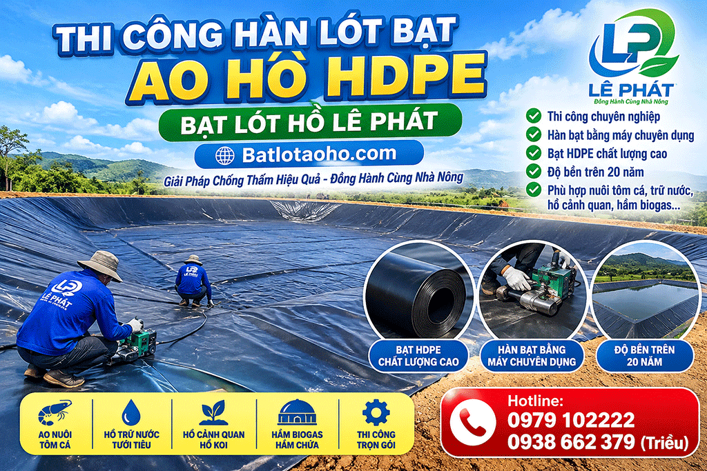 Thi công lót bạt ao hồ HDPE