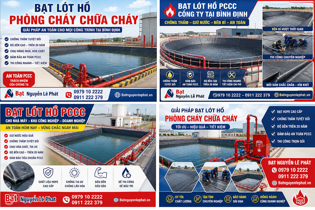 Thi công bạt hdpe lót hồ phòng cháy chữa cháy