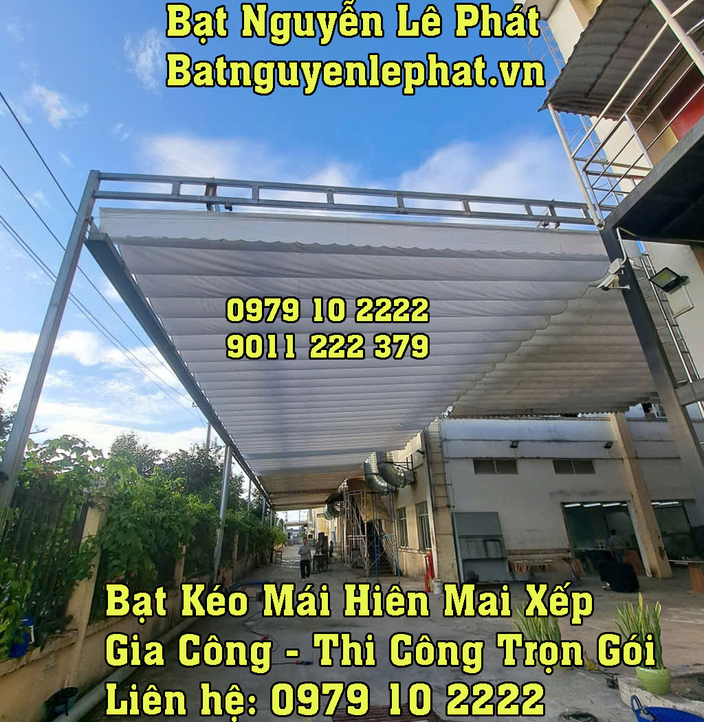 Thi công mái bạt che nắng mưa