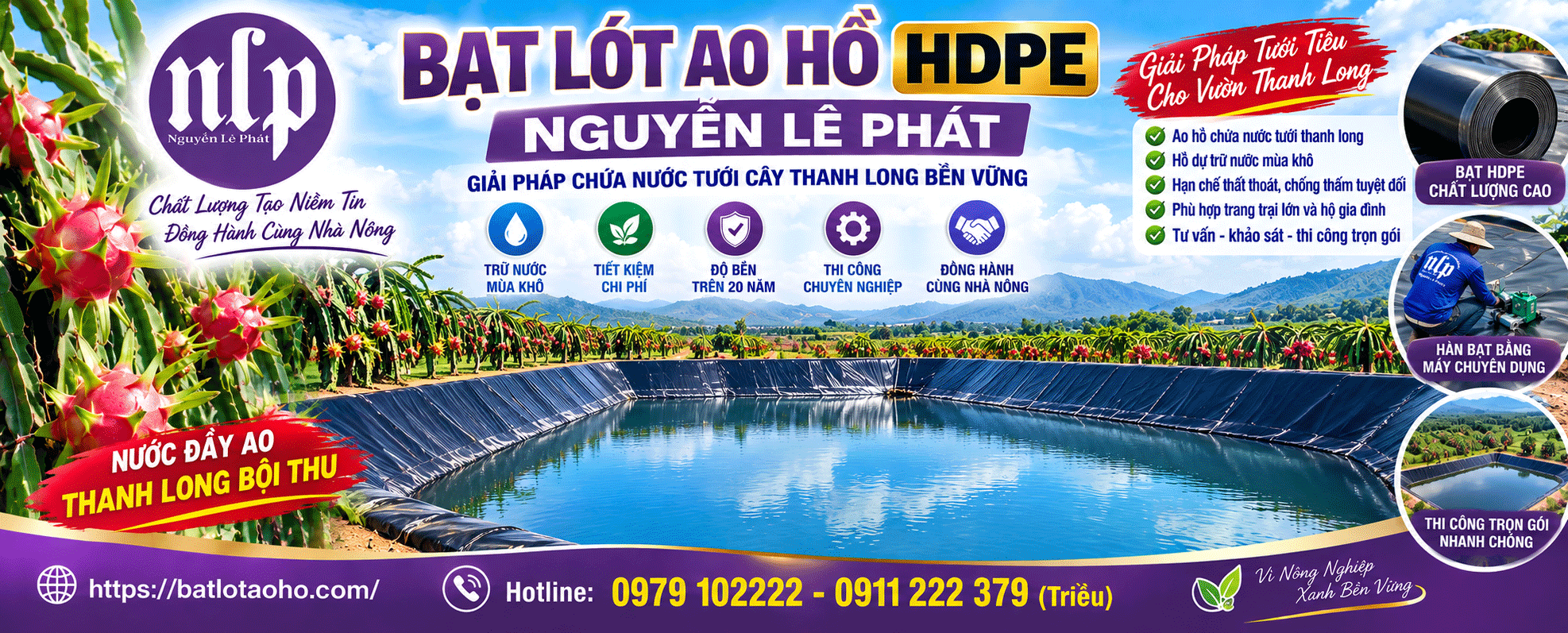 Thi công lót bạt tưới cây thanh long